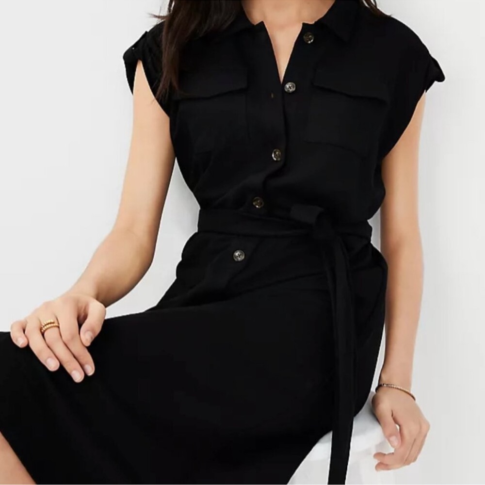 Banana Republic Lace Navy Button-Down Dress 14